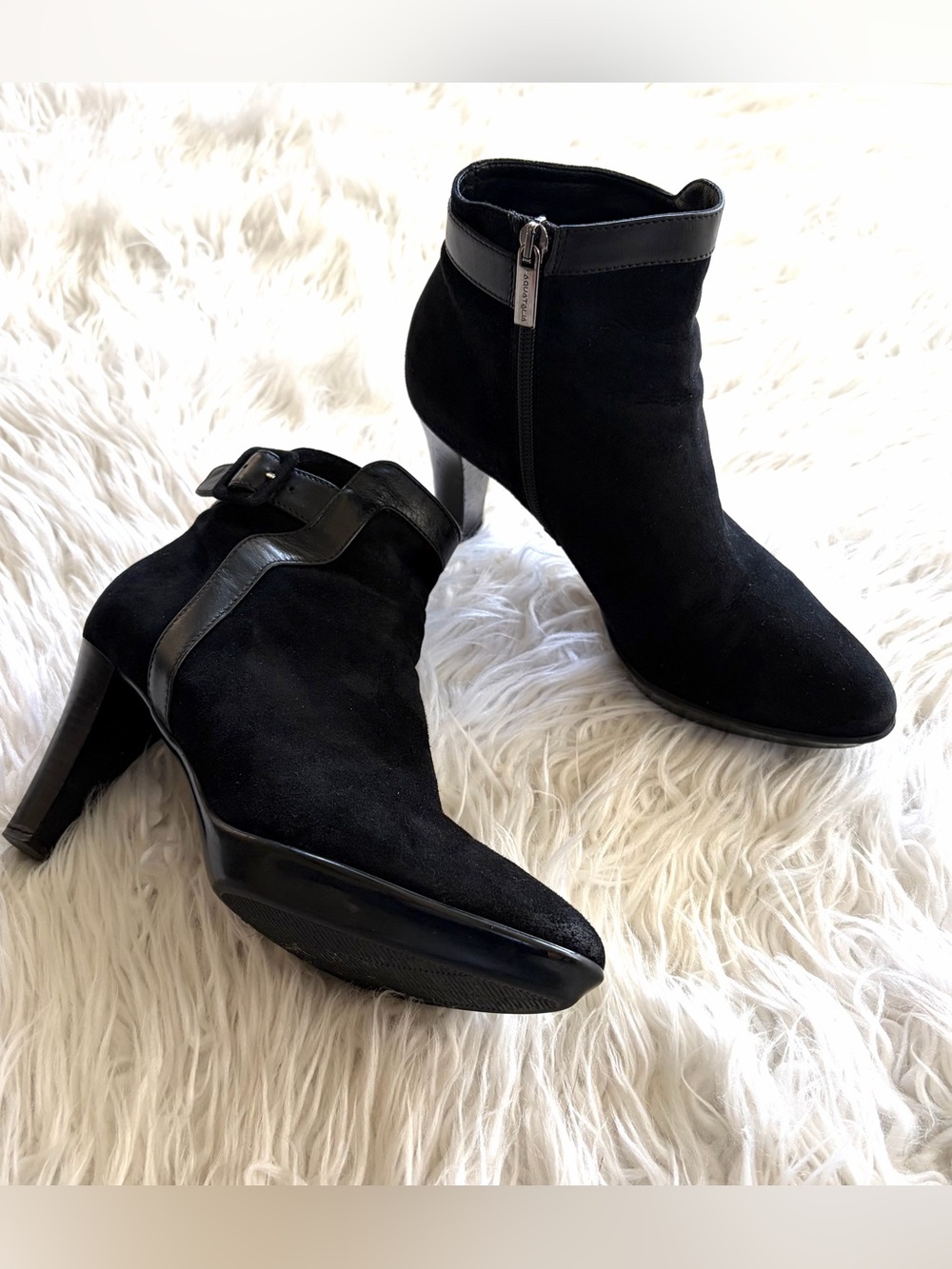 Aquatalia by Marvin K Black Suede Weatherproof Ankle Boots Size 7